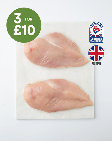 3 Plain Whole Chicken Breast Fillets (450g)