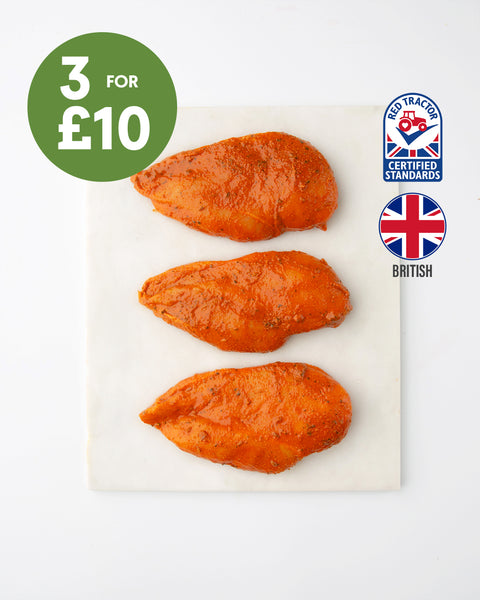 3 Tikka Whole Chicken Breast Fillets (450g)