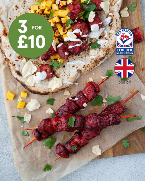 4 Red Tikka Chicken Brast  Skewers